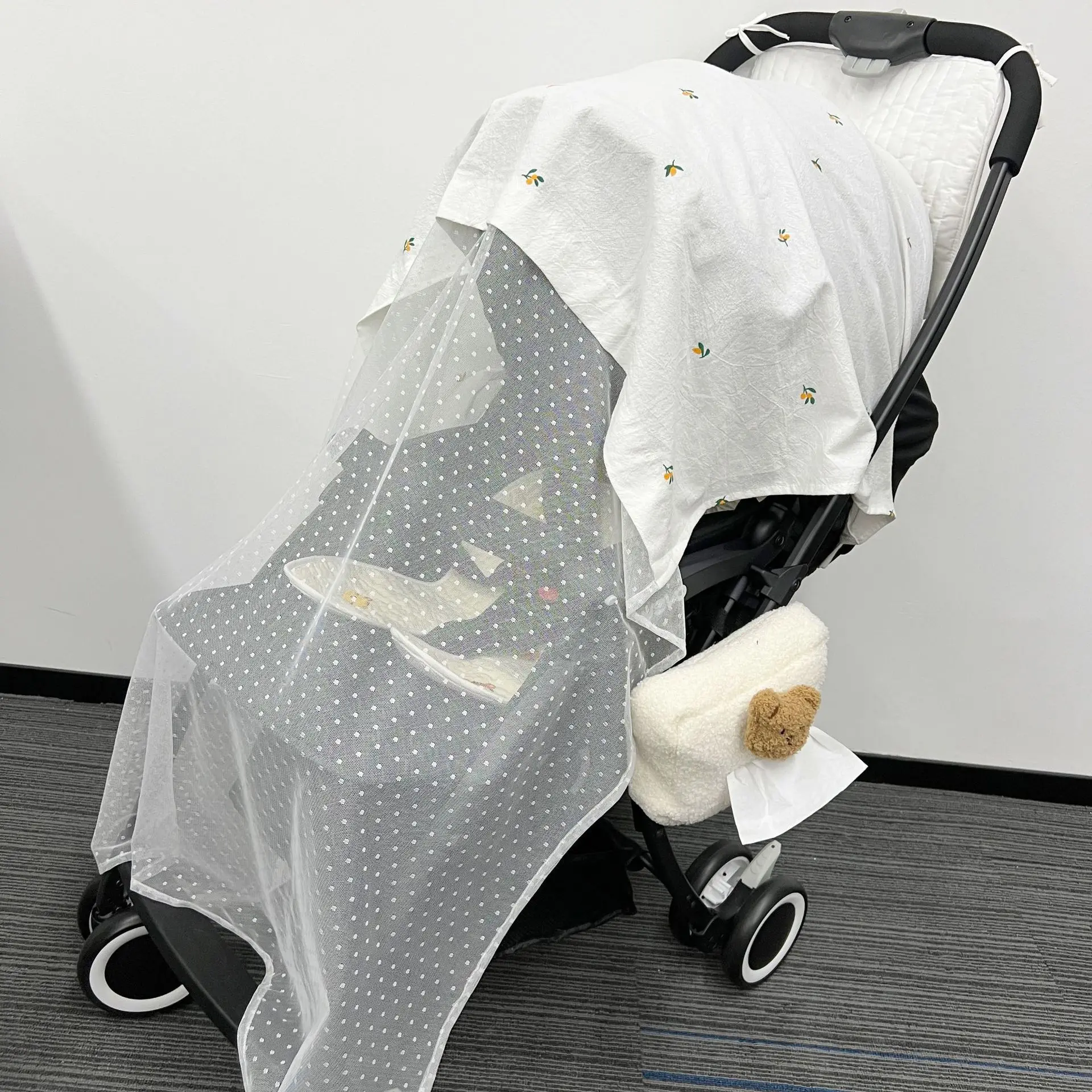 INS New Baby Stroller Mosquito Net Windshield Sunshade Breathable Anti-mosquito Sunscreen Encrypted Mesh Cover