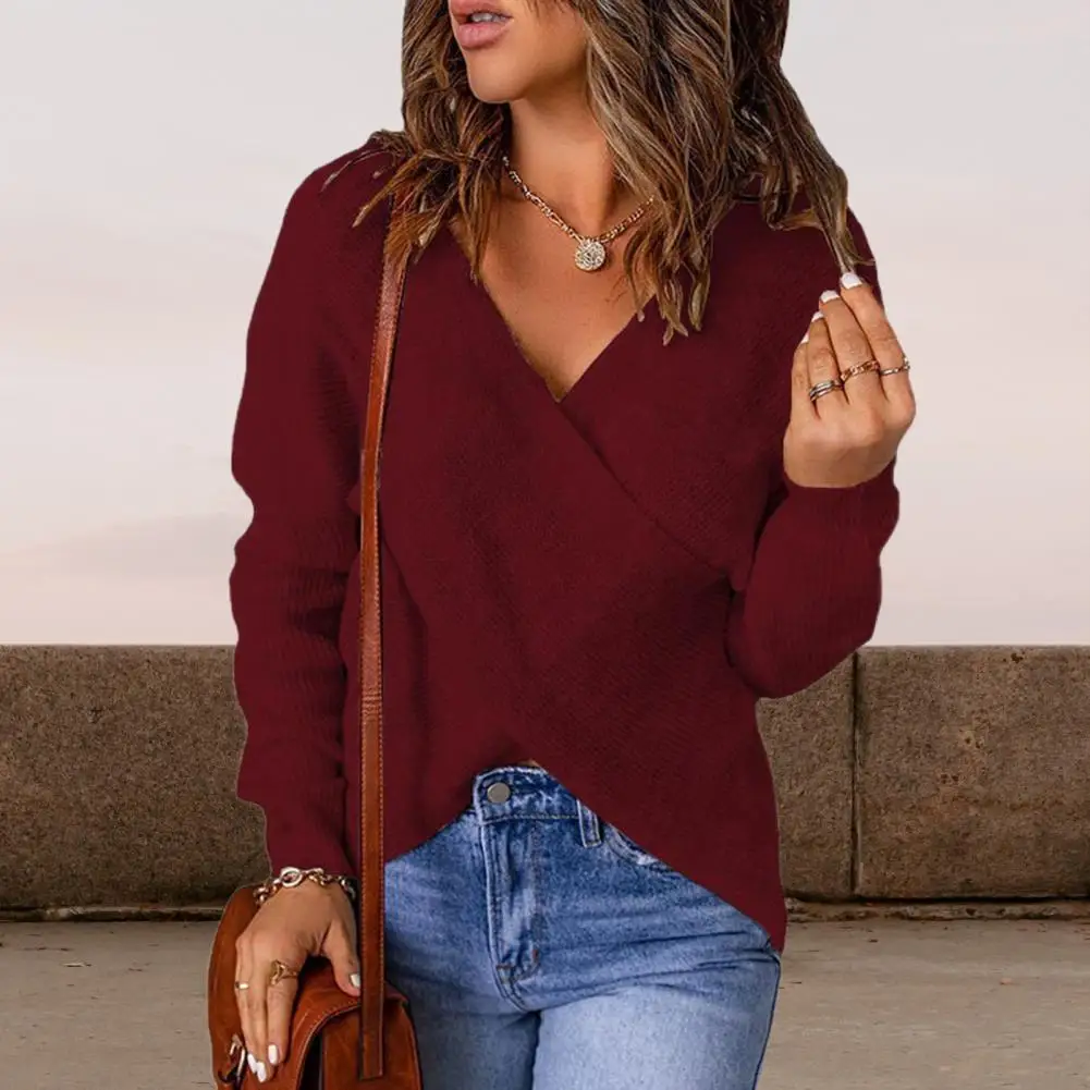 

Женский свитер, сезон осень-зима 2021, повседневный вязаный пуловер, свитер, джемпер с V-образным вырезом, сексуальный топ с длинным рукавом, тр...