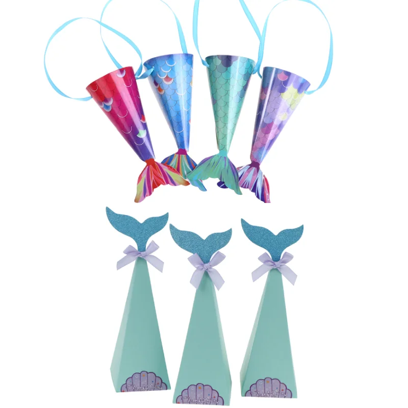 

10/12 шт., разноцветные подарочные пакеты в виде русалки