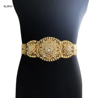 chic morocco wedding belts gold plated rhinestone waist chains for caftan arabesque bridal accessories muslim women jewelry