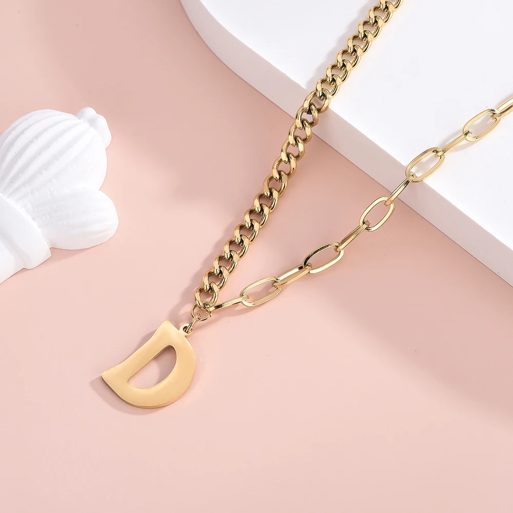 

DM Design D Letter Pendant Long Necklace Premium Irregular Geometric Summer Fashion Jewelry Ladies Girls Party Gifts