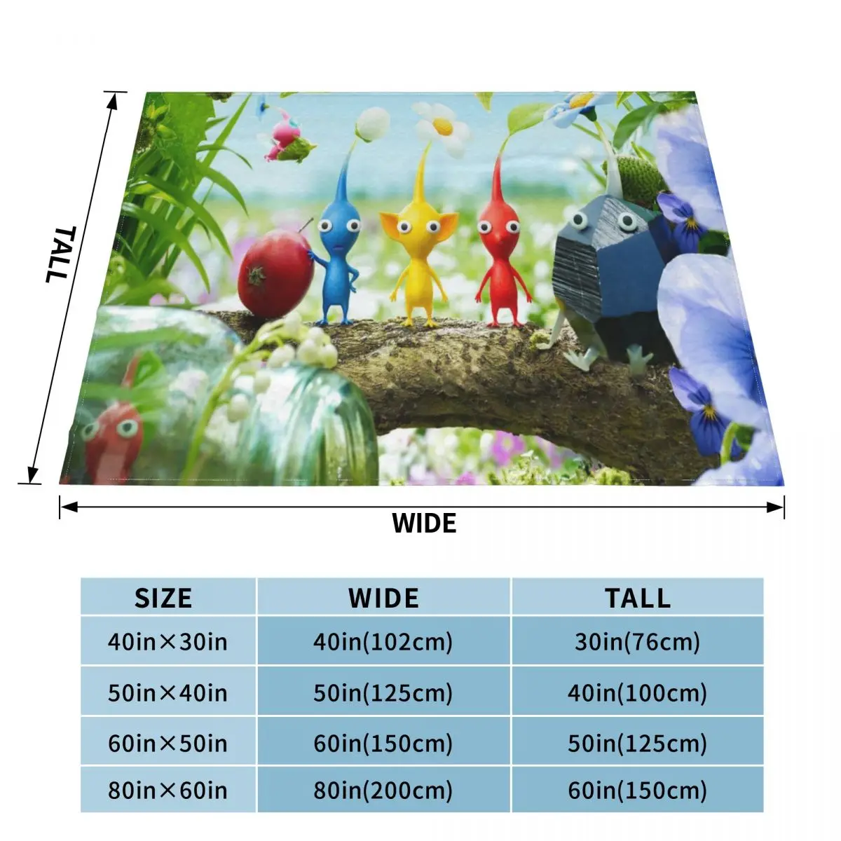 Одеяло Pikmin из кораллового флиса портативное легкое покрывало с принтом для