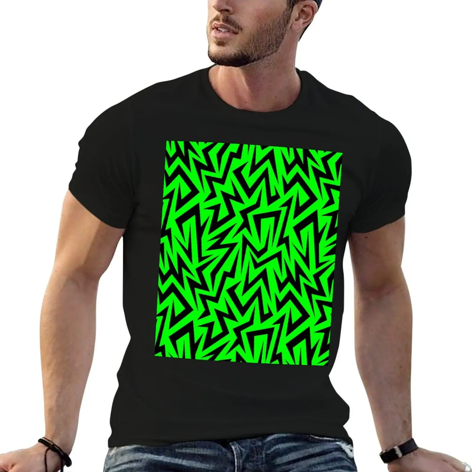 Фото Футболка Jagged Lines Slime Green для работы на открытом воздухе с короткими рукавами №1