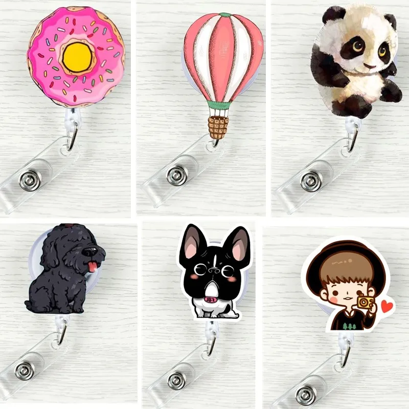New Fashion Cartoon Easy Pull Work Badge Clip ID Retractable Badge Reels for Pass Card Holder Nurse Accessories