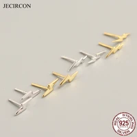 jecircon mini gold silver color lightning stud earrings for women 925 sterling silver simple small studs fashion jewelry