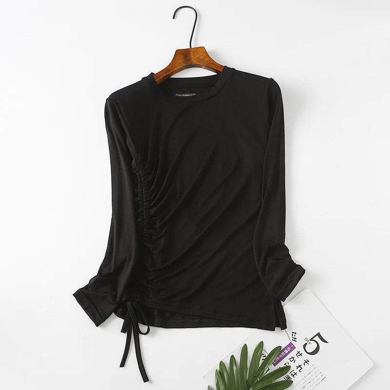 

High Quality Modal Soft Breathable Modern Classical Square Dance Body Dance Top Long-sleeved O-neck Latin Dress Ballet Top