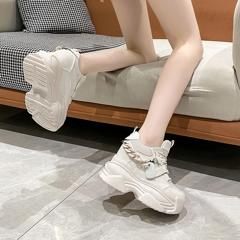 

OKKDEY сетчатые туфли на толстой платформе, новинка 2022, маленькие белые туфли, лидер продаж, обувь для увеличения роста на тонкой цепочке, женск...