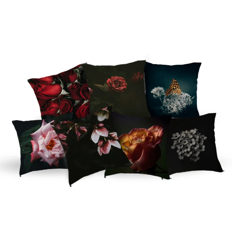 

Customizable Explosive Household Black Rose Peach Skin Pillowcase Car Pillowcase Sofa Cushion Cover