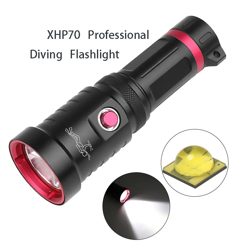 XHP70 Strong Light Professional Diving Flashlight P70 Super Bright Waterproof Fixed Focus Troch Light 1500LM Diving Flash Lights