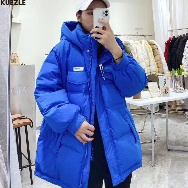 

Short Hooded MIss Parka Winter 2022 Women Embroidered Cotton padded Coat Loose Casual Jackets Female Warm Windproof Outerwear