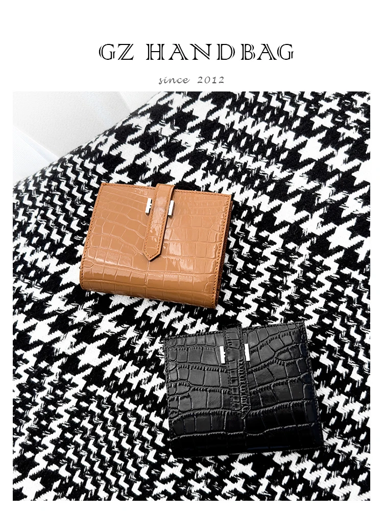 

Genuine Leather Small Wallet For Men And Women Luxury Design High-grade Money Bag Fashion Crocodile Grain Cowhide Short Purse