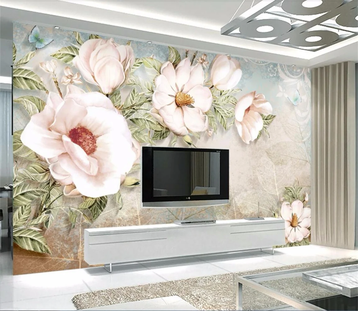 

Французская ручная роспись с цветочным рисунком, светлые обои для гостиной, ТВ-фона, стены, спальни, обои по индивидуальному заказу