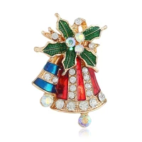 gift personalized alloy leaf oil drop brooch with diamond color bell brooch jewelry