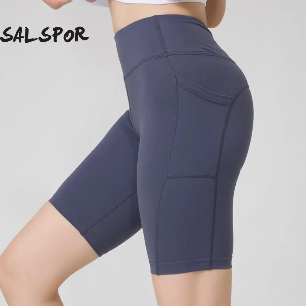 

SALSPOR Yoga Pants Women's Five-Point Peach Hip Sports Fitness Pants Quick-Drying Stretch Running Shorts Femal Yoga Tights