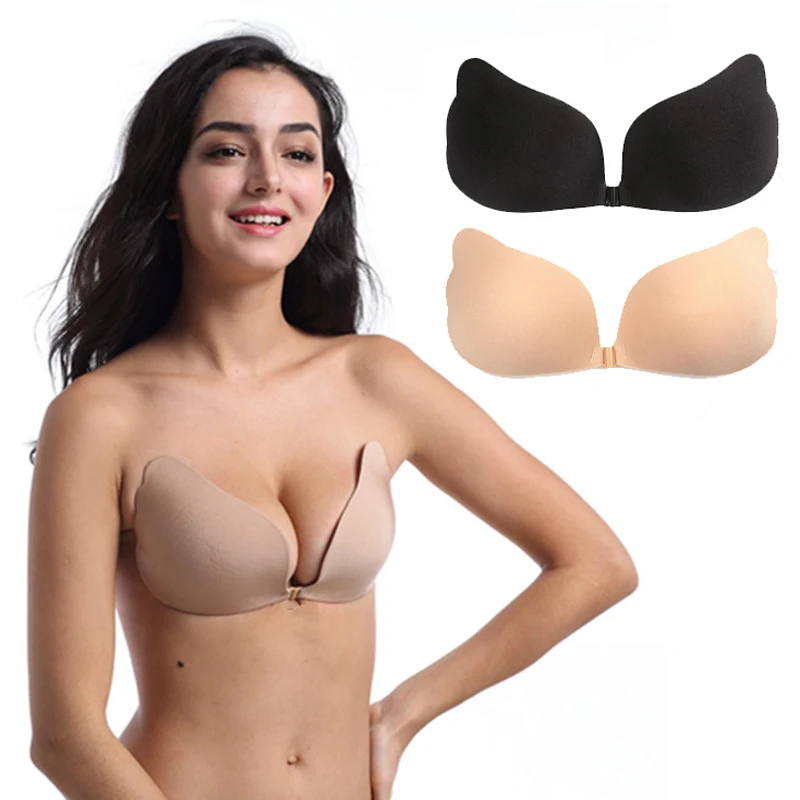 

Women Invisible Gathered Bras Self Adhesive Backless Breast Push Up Tape Non Slip Nipple Bra Nipple Cover Pad Strapless Bras