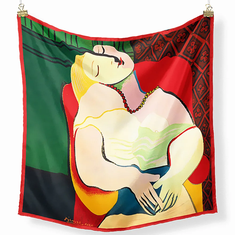 

100% саржевый шелковый шарф, Женская бандана, шарфы для рыбалки и лодки с рисунком маслом, маленький хиджаб, шелковые шарфы, Женский Галстук, повязка на голову, шейный платок