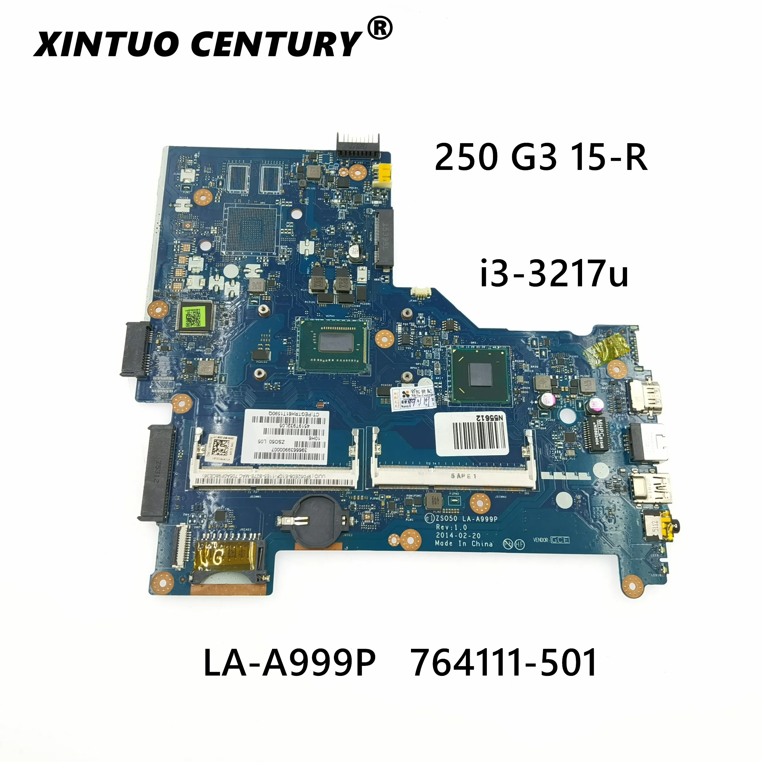 

764111-501 764111-001 764111-601 For HP 15-R 15T-R000 Laptop Motherboard ZSO50 LA-A999P UMA i3-3217U HM76 DDR3 100% Tested