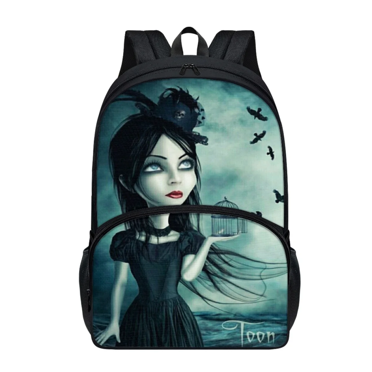 FORUDESIGNS Gothic Cartoon Girls Backpacks Junior High School Schoolbags Stationery Storage Fashion Classic Back Packs