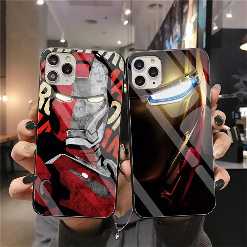 

Marvel Avengers Hero Iron Man Phone Case Tempered Glass For iPhone 13 12 Mini 11 Pro XR XS MAX 8 X 7 Plus SE 2020 Soft Cover