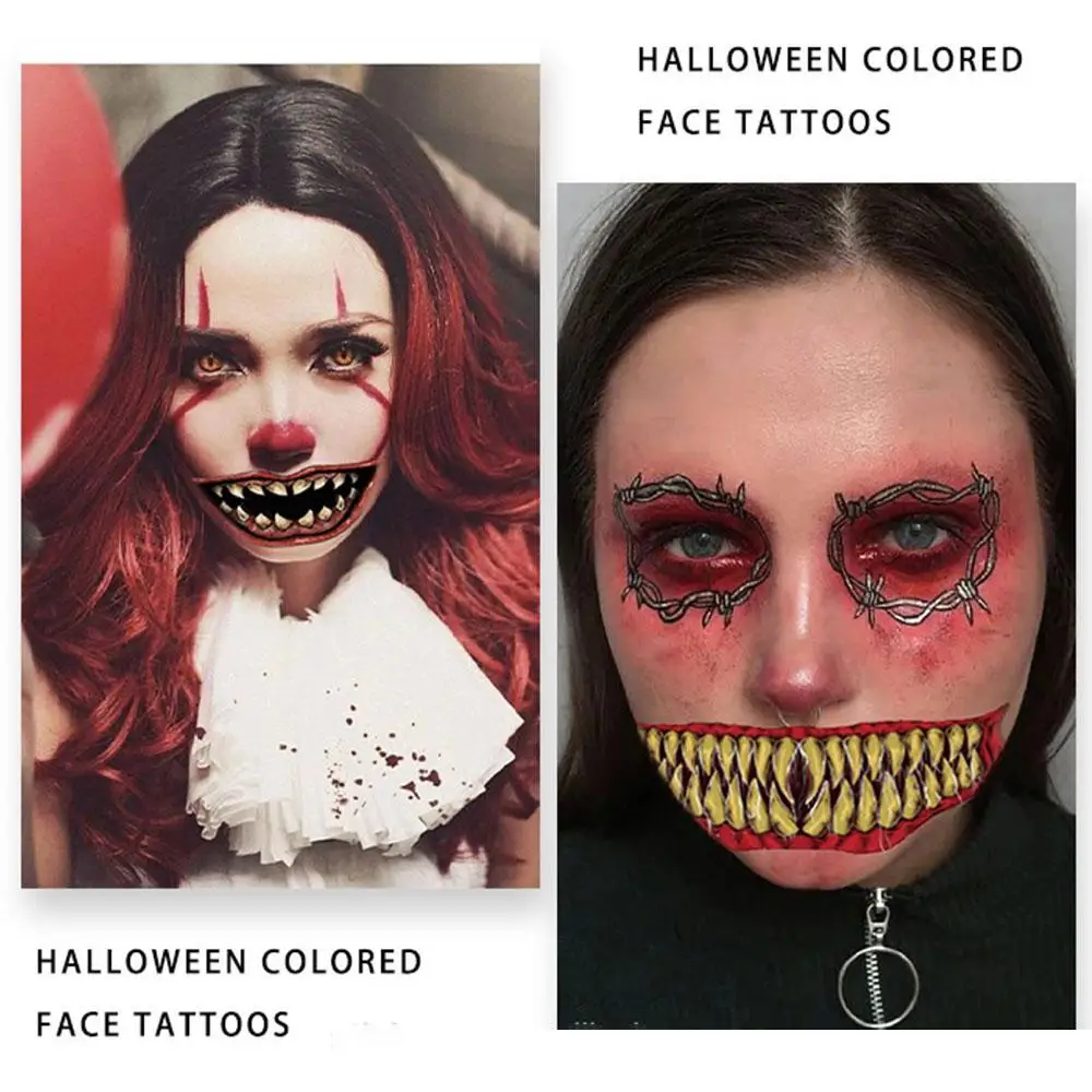 

Страшный большой рот, лицо, наклейка, искусственная кожа, смешной макияж, водонепроницаемый стикер, улыбающиеся губы, инструмент для красоты на Хэллоуин