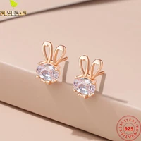 real 925 sterling silver jewelry cute rabbit zircon stud earrings for women original design teenage girl fashion accessories
