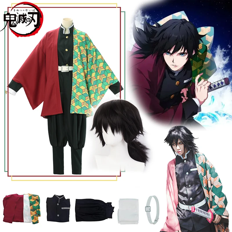 

Косплей-кимоно Tomioka Giyuu из аниме «Демон», «рассекающий», без костюмов, кимоно Yaiba, комплект на Хэллоуин, Униформа, парик, для вечевечерние для ...