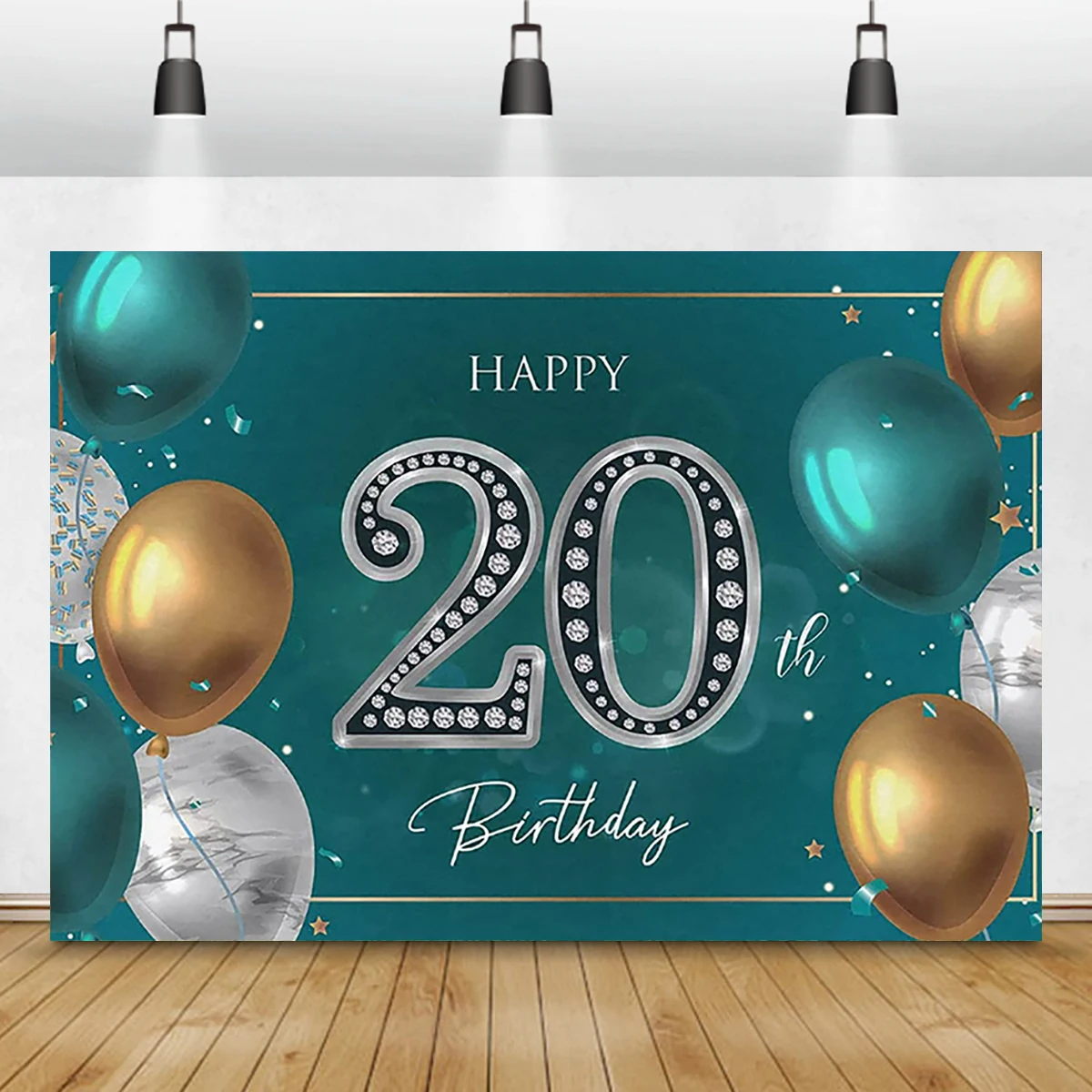 

Happy 20th Birthday Golden Balloons Party Decorations Supplies Banner Welcome Twenty Years Old Family Photo Adults Photography