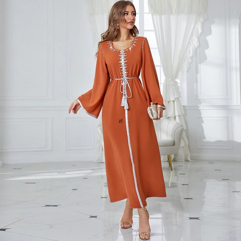 Eid Abaya Dubai Kaftan Rhinestone Caftan Marocain Muslim Arabic Dress Turkey Abayas for Women 2022 Islam Clothing Djellaba Femme