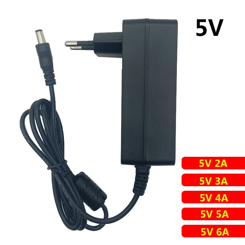 

5V2A AC 100V-240V Converter Power Supply Adapter DC 5V 2A 2000mA 3A 4A 5A 6A EU US UK AU Plug 5V5V 5V6V Adaptor 5.5x2.1mm-2.5m