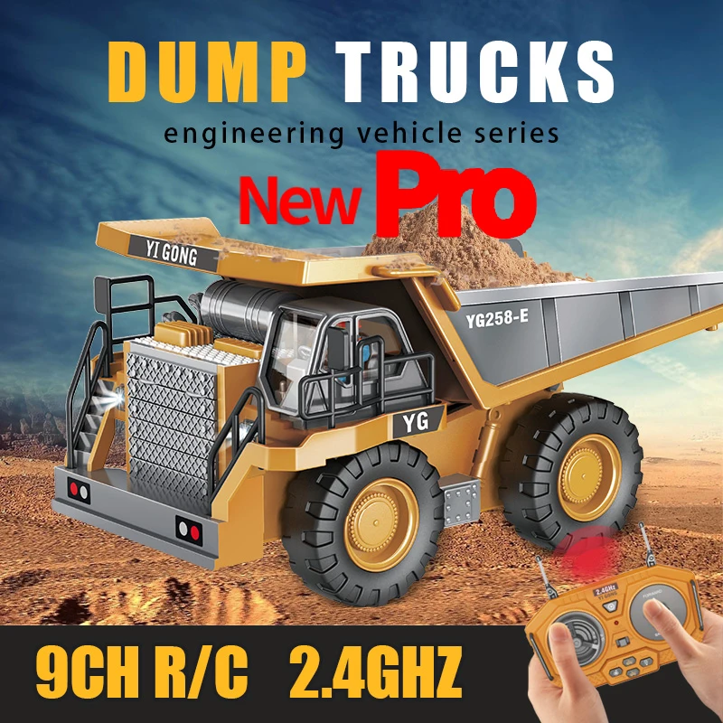 

1:24 9CH RC Alloy Dump Truck Car Engineering Vehicle Forklift Heavy Excavator Remote Control Car Toys for Boys Children's Gifts