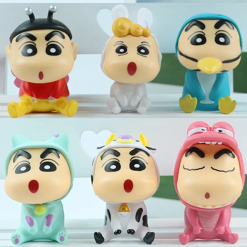 

6 шт. Crayon Shin-chan Косплей Аниме кавайная кукла экшн-фигурки Модель комната автомобиль торт искусство для детей