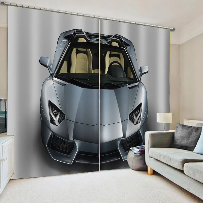 

Cortinas de ventanas con estampado de coche de carreras para niños y adultos, hermoso paisaje, sala de estar, dormitorio, cocina