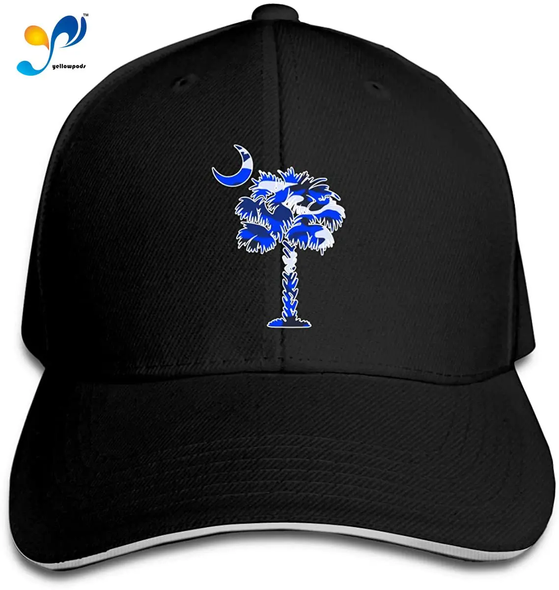 

South Carolina Palm Crescent Moon Men Cotton Classic Baseball Cap Adjustable Size