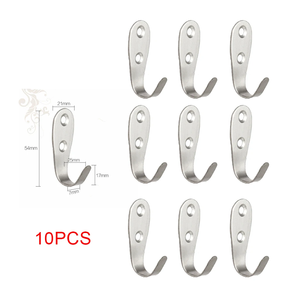

Home useful Hook Creative High quality Rustproof Single hook Stainless Steel Wall mounted 10PCS Coat Heavy Duty