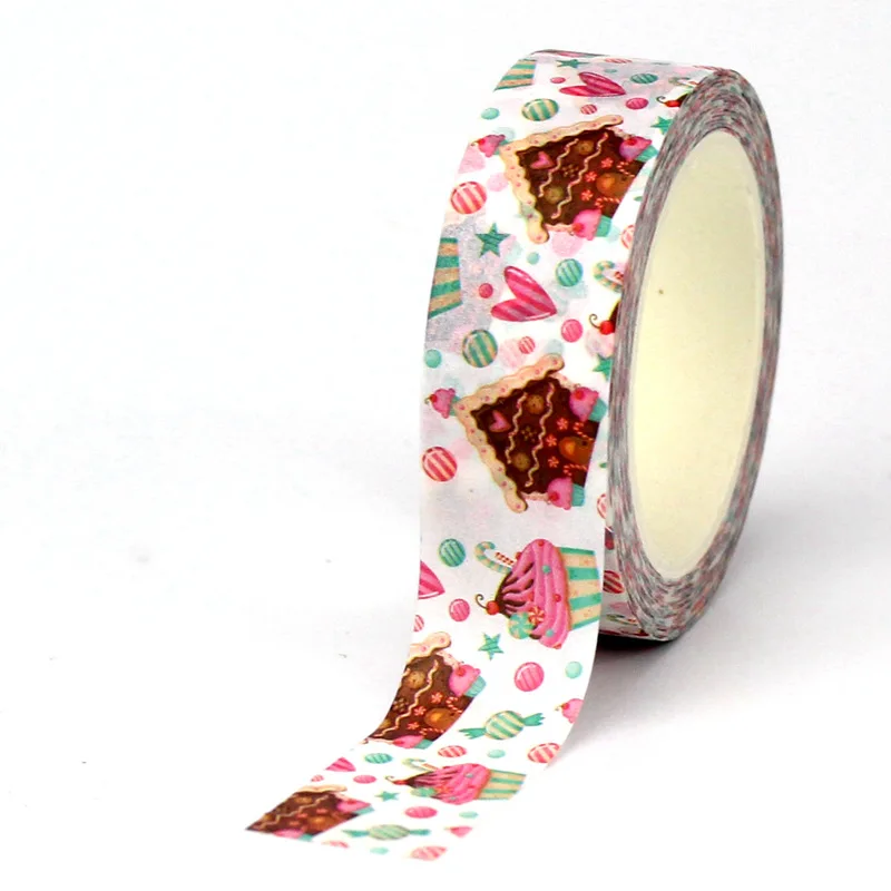 

1PC 10M Decorative Christmas Cakes and Candy Washi Tape for Journal Material and Gift Wrapping Masking Tape Cute Stationery