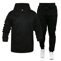 2022 autumn and winter mens and womens fashion casual blank solid color suit fleece loose sweater sweater two piece set