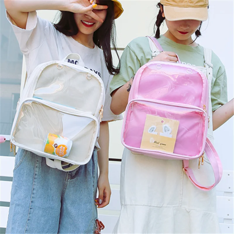 

Cute Clear Transparent Women Backpacks PVC Jelly Color Student Schoolbags Fashion Teenage Girls Bags for School Backpack Mochila