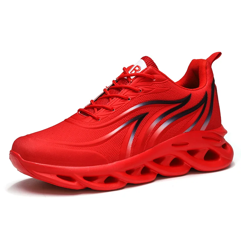 

fitness Men's Casual Sneakers Flame Print Running Shoes Mesh Shoes Outdoor Lightweight Twist Bottom Increased Shock Absorption
