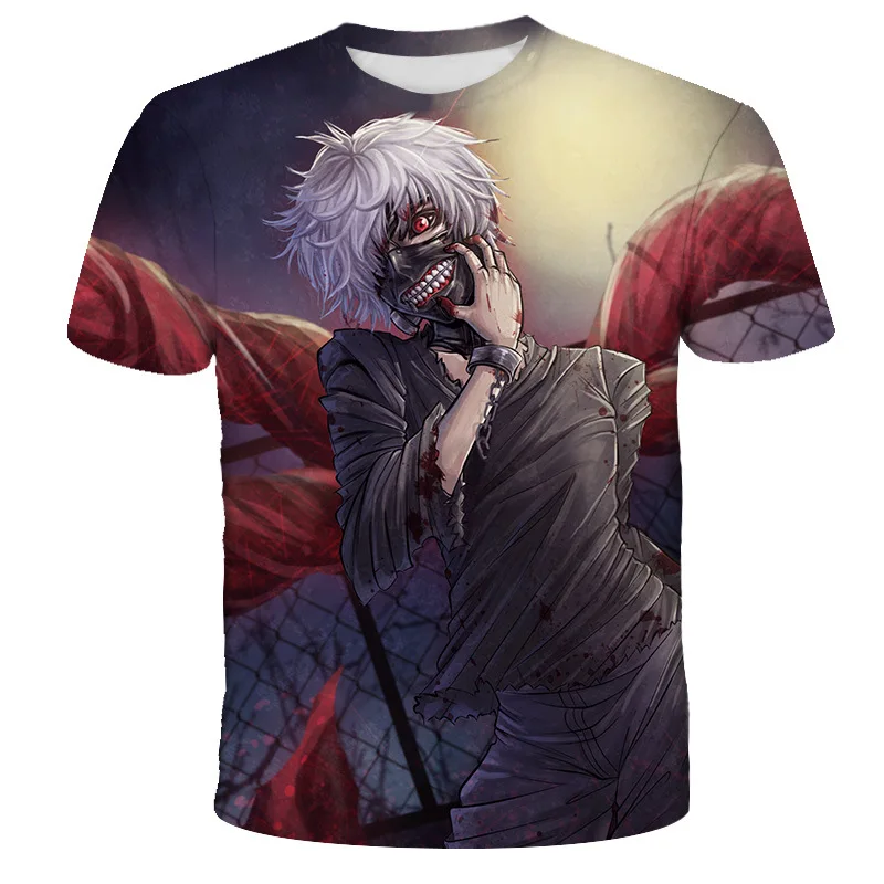 

2023 New Anime Tokyo Ghoul 3D Graphic T Shirts Men Child Youth Comfortable Printed T-shirt Casual Short Sleeve Clothing Tee Tops