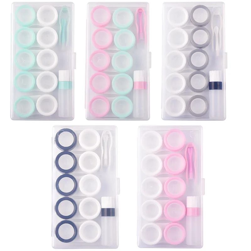 

5 Pairs Contact Lens Case Eye Contact Lens Box Women Travel Contact Lenses Case Soak Container Lenses Box for Beauty Pupil