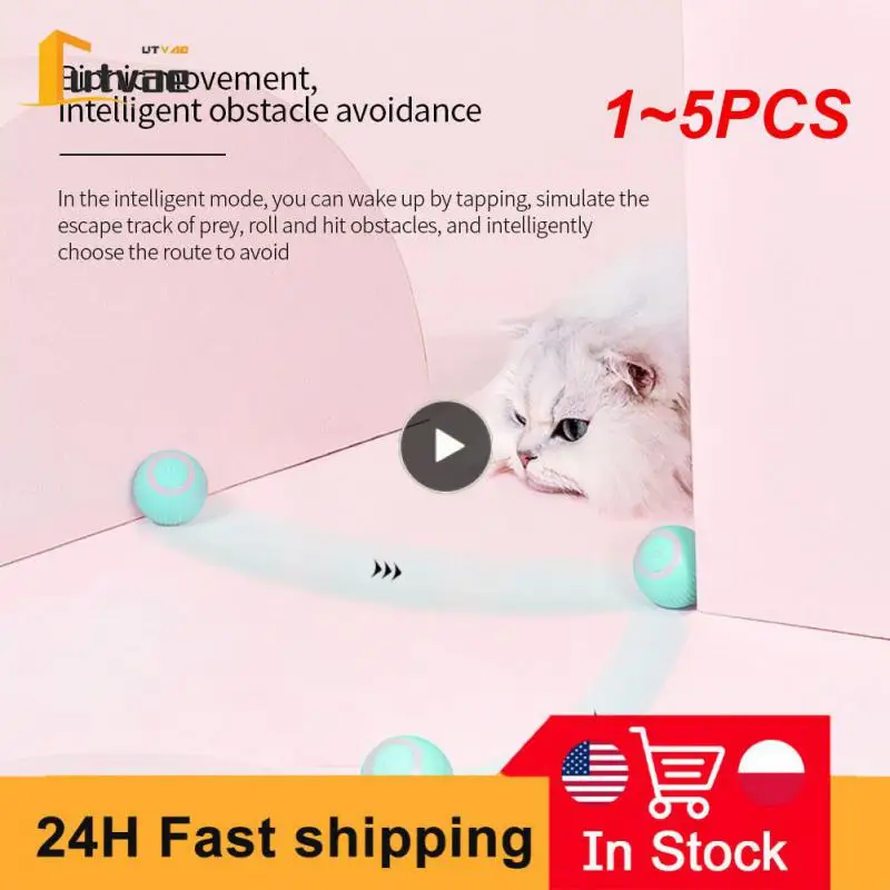 

1~5PCS Intelligent High Guality Gravity Rolling Balls Bite Resistance Cat Tease Ball For Cats Training Self-moving 43mm