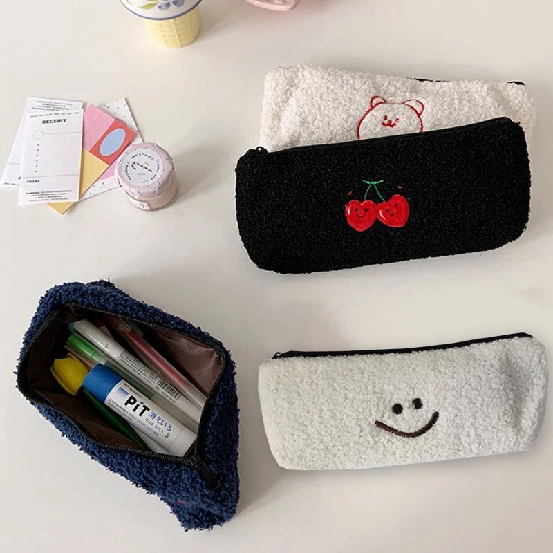 Bag Simple Fashion Pen Pouch Cute Soft Large Capacity Stationery Bag School Supply