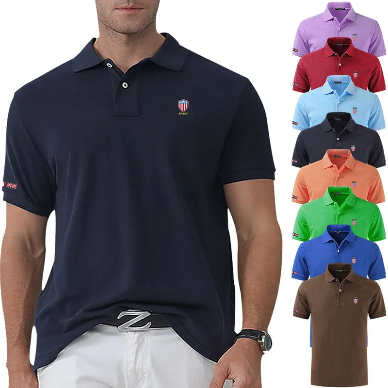 

Рубашка-поло P811 мужская с коротким рукавом, 100% хлопок, Классическая Повседневная Удобная футболка, Топ дизайнерский