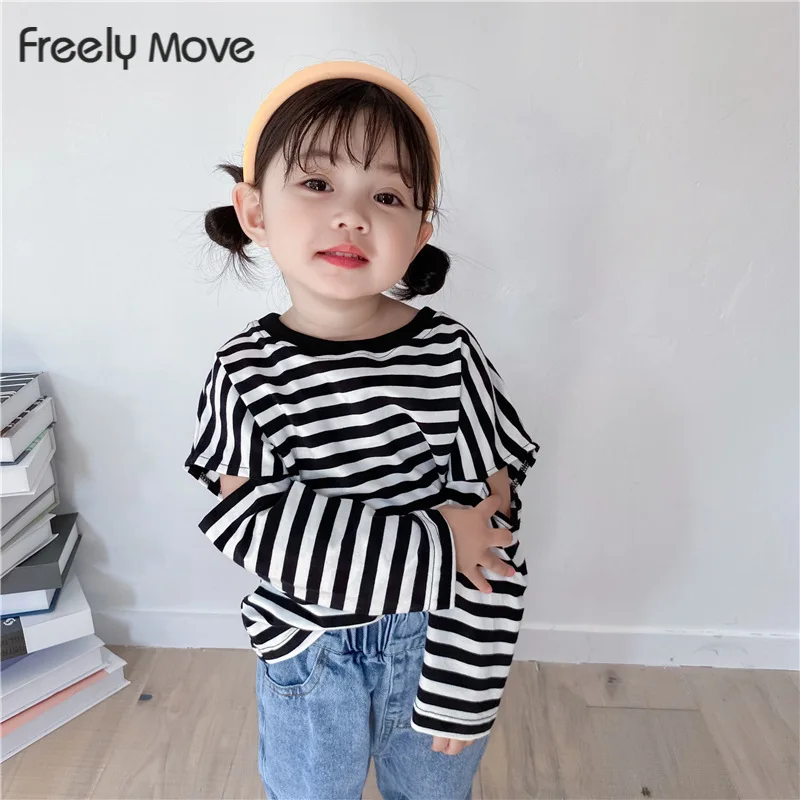 

Летние детские футболки свободного передвижения, хлопковые полосатые футболки для детей, новая мода, топ с коротким рукавом для мальчиков и...