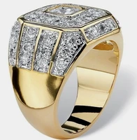 luxury mens fashion accessories gold color ring white cubic zircon jewelry embellishment engagement party wedding band rings