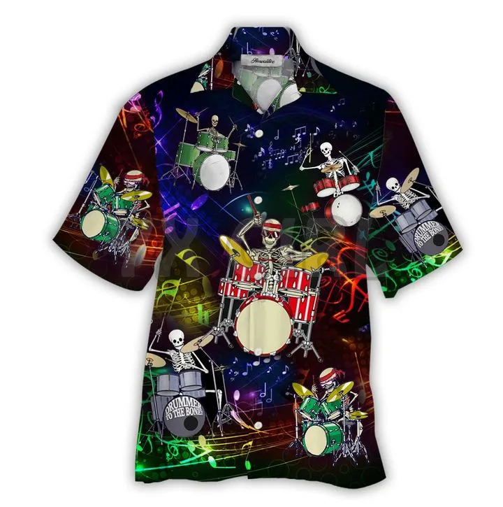 Drum Skull 3D All Over Printed Hawaiian Shirt Men's For Women's Harajuku Casual Shirt Unisex
