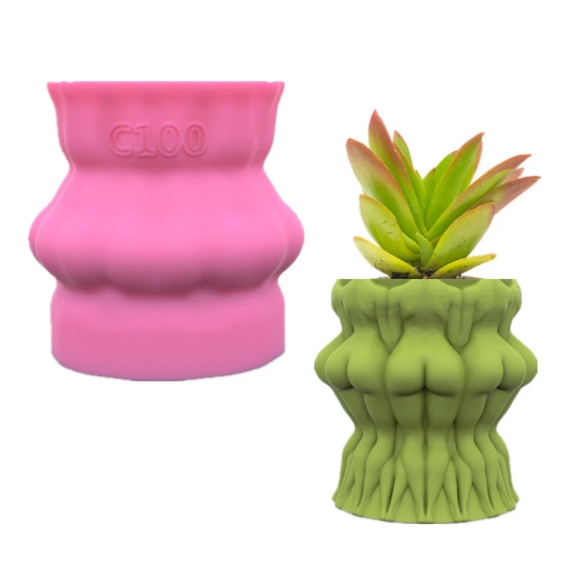 

Silicone Flower Pot Mold Pen Holder Making Mould Handmade Planter for DIY Crafts Concrete Clay Casting Tools Container