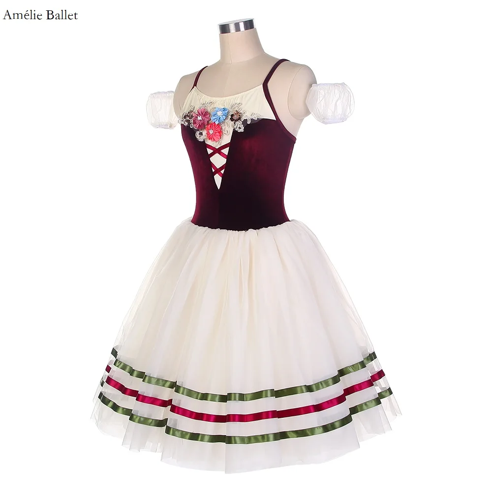 20049 Камзол Стиль Бархатный лиф Балетная танцевальная пачка для девочек и женщин