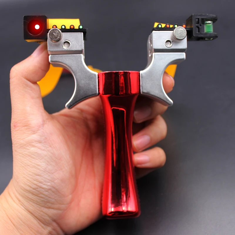 

New Red Laser Launch Catapult Outdoor Hunting Archery Resin Slingshot Field Athletic Practice with Flat Rubber Band Kids Games