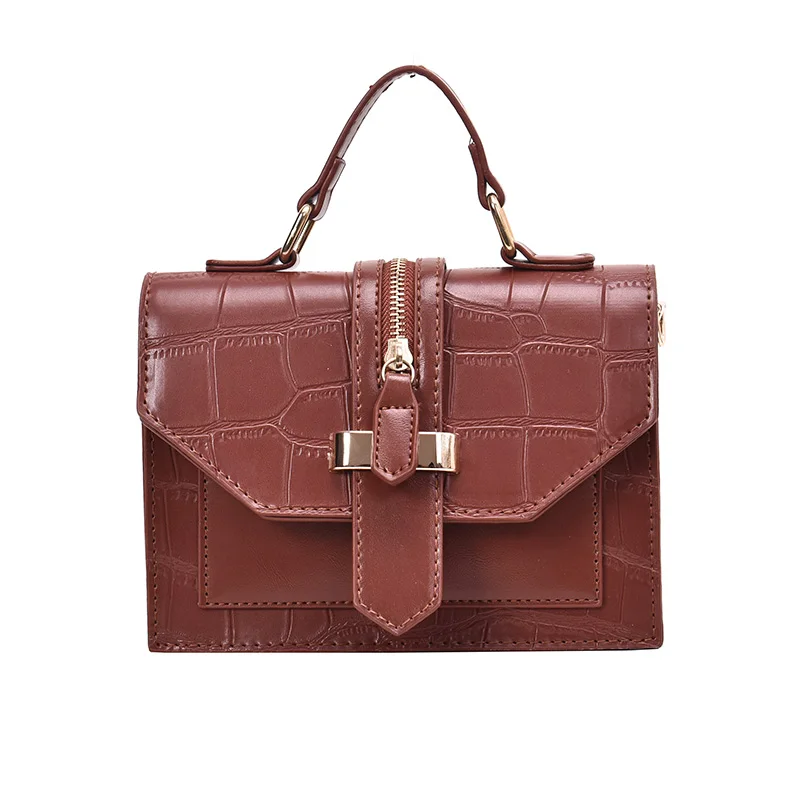 

2019 women's alligator PU leather shoulder bags lady solid black and burgundy crossbody chain handbags girl fashion sling bags